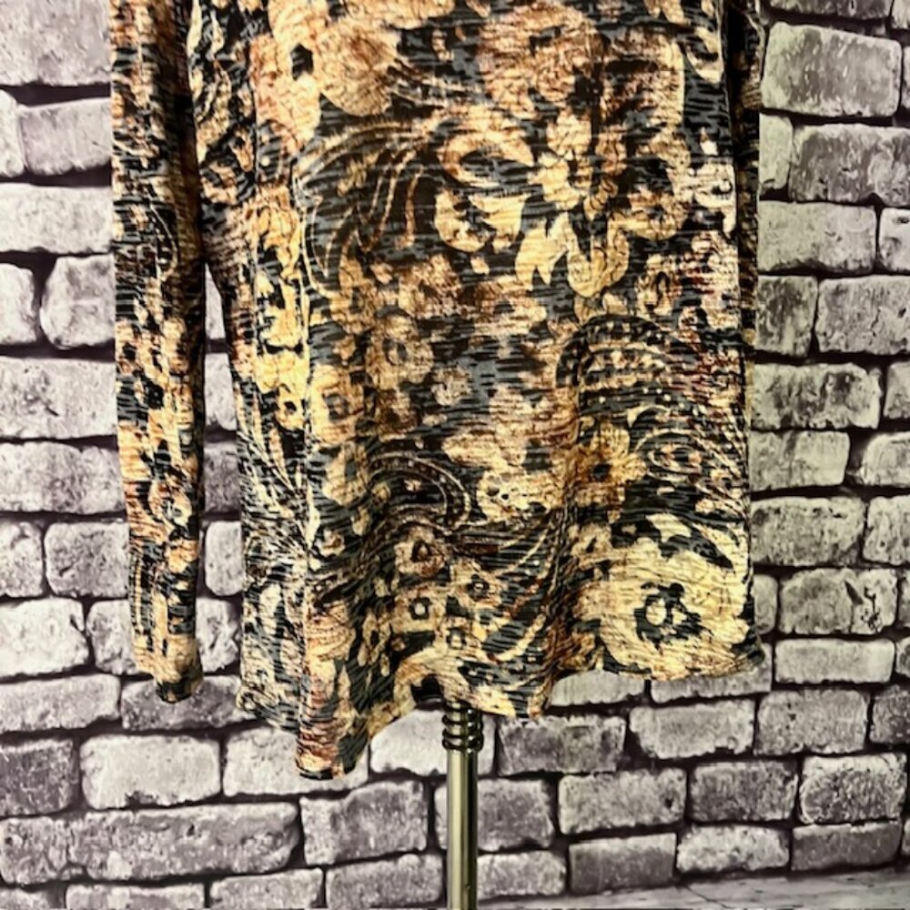 Coldwater Creek Black, Brown & Beige Long Sleeve Blouse Size XL - Picture 3 of 9